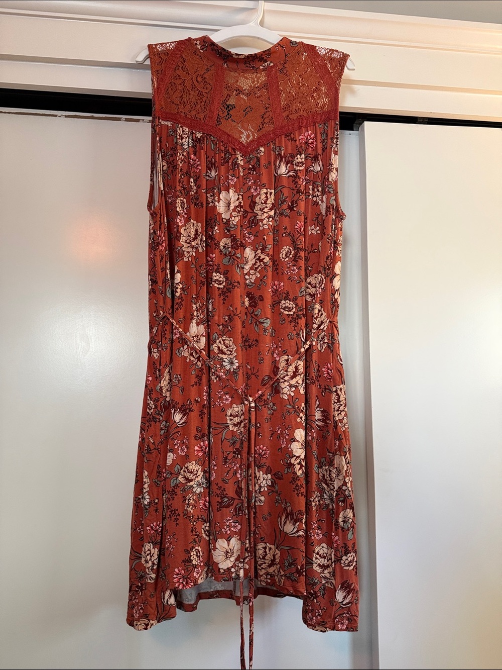 torrid Rust Floral Lace Yoke Sleeveless Dress